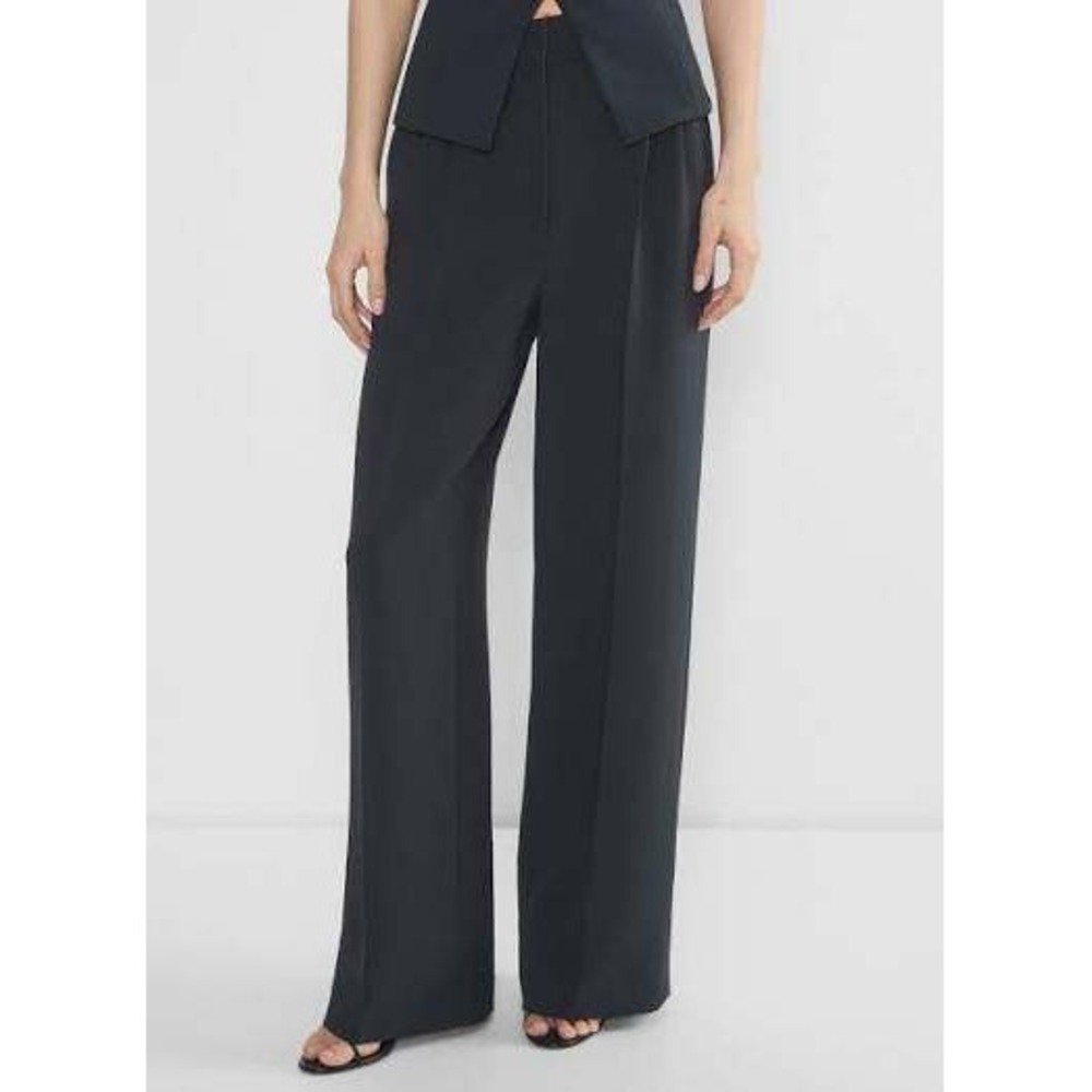 Wilfred Aritzia The Effortless Pant Women's 14 Black High Rise Wide Leg Trousers